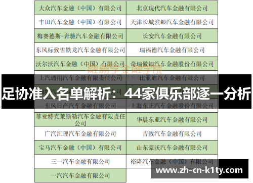 足协准入名单解析：44家俱乐部逐一分析