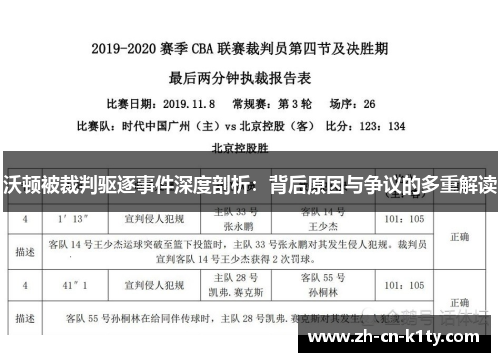 沃顿被裁判驱逐事件深度剖析：背后原因与争议的多重解读